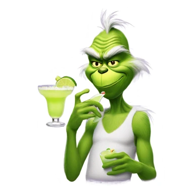 the grinch drinking a margarita sticker