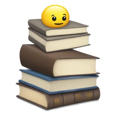 A pile of books, a pile of papers, a computer sticker