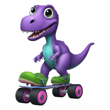 Dinosaur with roller skates  sticker
