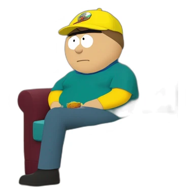 Cartman assis de profil diagonal gauche dans le canapé des Simpsons sticker