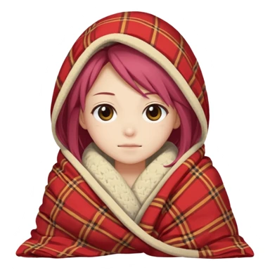 Kaoruko chilling on mobile cover in blanket sticker