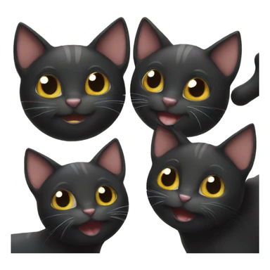 Three happy black cats sticker