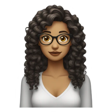 Chica con cabello rizado largo color castaño, piel blanca y que use lentes y sus ojos sean color negro   sticker