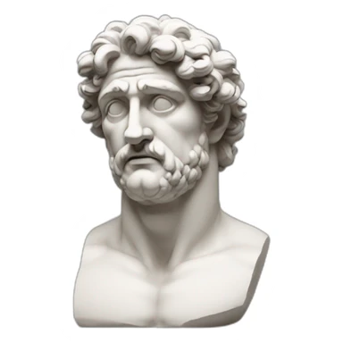 Greek man sculpture from half top in a thinking position  sticker