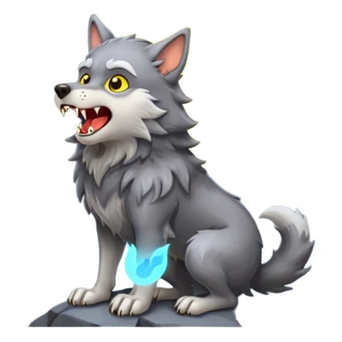 Werewolf howling at moon  cartoon -style/cute and transparent for a sticker  sticker