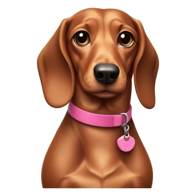 Sausage dog with pink collar and hazel eyes sticker