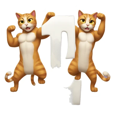 two muscular cats holding up the number thirteen sticker
