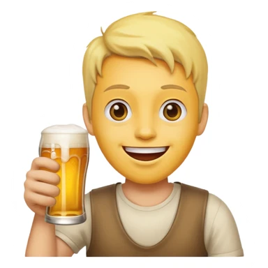 Yellow face woth a happy expression holding a beer sticker