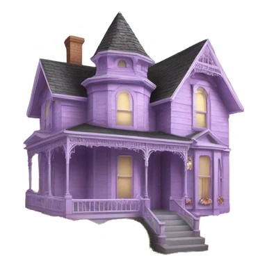 Light purple Victorian house decorated with exterior fall and thanksgiving decorations  sticker