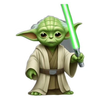 Master Yoda with green lightsaber sticker
