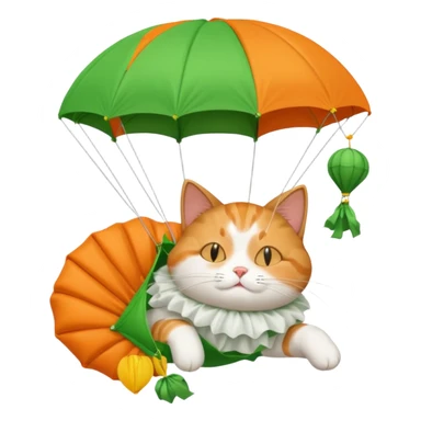 sleepy cat with green parachute sticker