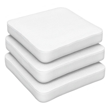 stack of two or three white sterile gauze pads with soft, slightly textured surfaces and clean, square edges, lightweight, neatly layered, medical use, no packaging, no plasters, no tools, apple emoji style, soft lighting, subtle shadows, transparent background, emoji scale sticker