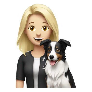 Blonde woman with border collie dog sticker