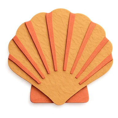 scallop shell, textured paper details, gentle shadows sticker