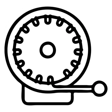 minimal circular weaving machine, monochrome, top-down view sticker