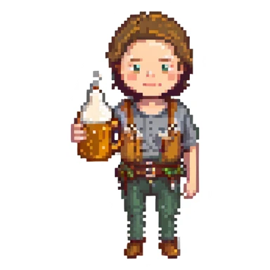 A man with a beer mug sticker