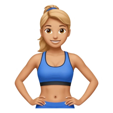 sporty woman cartoon emoji style belly abs blue cloths sticker