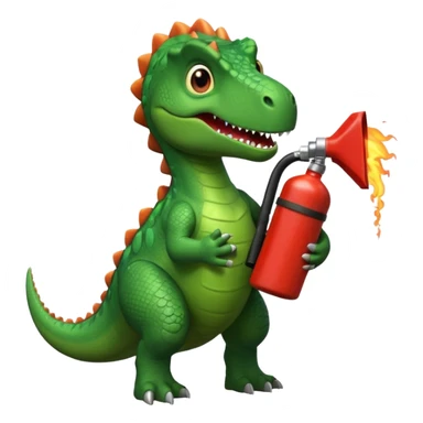 Dinosaur with a fire extintor sticker
