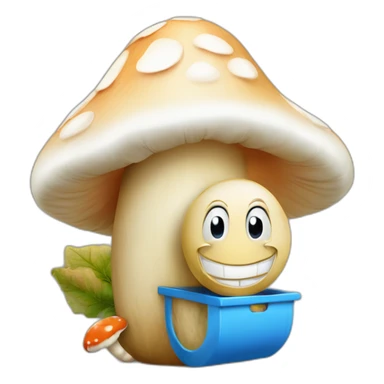 Un Schtroumpf à côté de sa maison champignon sticker