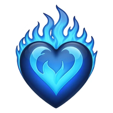 Black heart with blue flems sticker