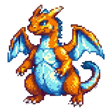 pixel art Charizard, shiny version sticker