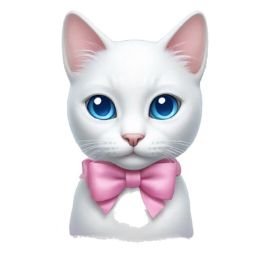 white cat with a pink bow and blue eyes sticker
