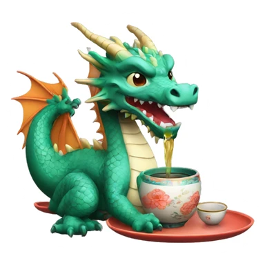 oriental dragon drinks chinese tea sticker
