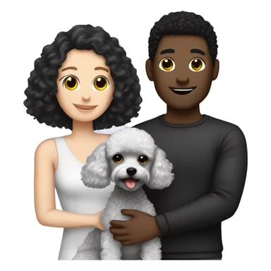 White gay couple with 1 black toy poodle sticker