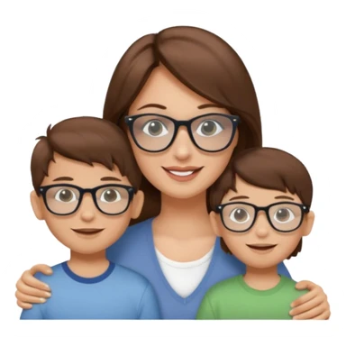 A happy woman with brown hair and a child boy, both wearing Ray-Ban glasses sticker