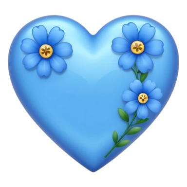 Blue heart with blue flowers sticker