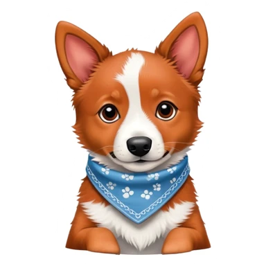 Red heeler puppy wearing a bandana around neck sticker