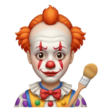 clown before make up with brush in hand sticker