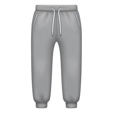A realistic simple grey sweatpants icon, no person, isolated on transparent background, flat emoji style sticker