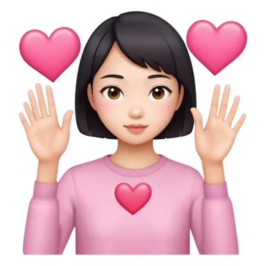 Short hair Asian girl kissing with pinky heart  sticker