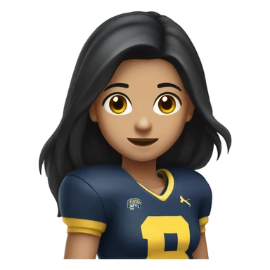 Girl wearing Michigan football shirt long black hair and dark brown eyes cheering sticker