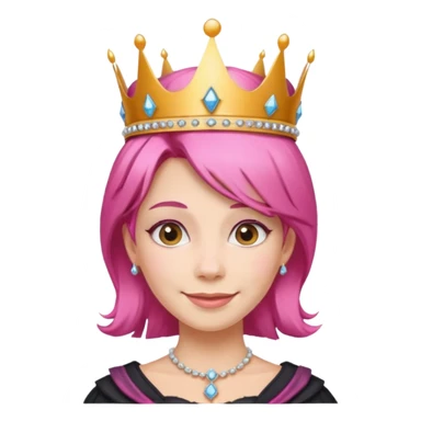 smiling queen with pink hair and queen crown sticker