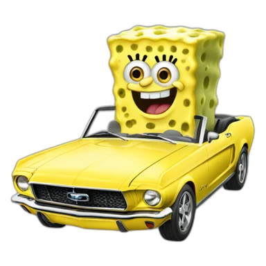 Spongebob driving a ford mustang sticker