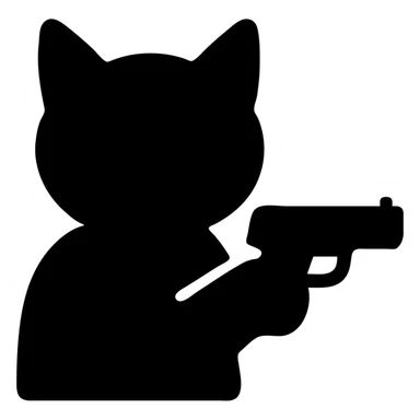 cat with a gun solid filled icon sticker