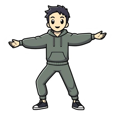 Alternative male character with dark aesthetic arms wide open sticker