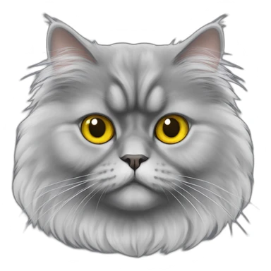 Fluffy and gray colored Persian cat with yellow eyes sticker