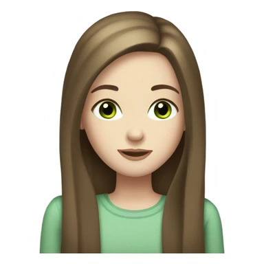 A girl with brown straight hair and green eyes and pale skin and lashes sticker