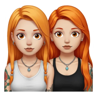 two girls with septum piercings and tattoos one girl has orange hair, and the other girl has long blonde hair sticker