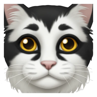half Black and half white long hair cat with black spot on muzzle sticker