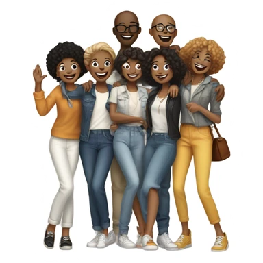 happy embrace with stylish friends sticker