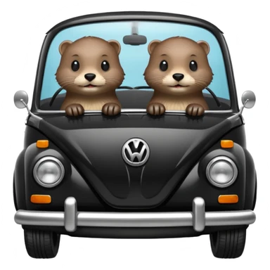 Two otters in a black Volkswagen  sticker
