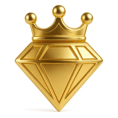 diamond icon with a crown detail, elegant and premium, metallic gold finish, no text sticker
