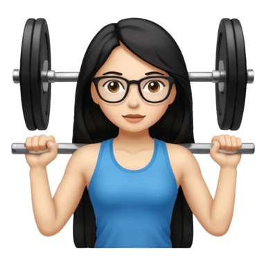 girl with long black hair, brown eyes, wearing glasses and working out in the gym sticker