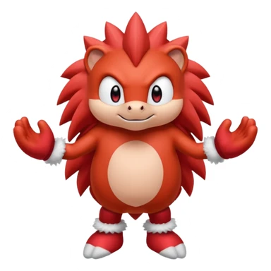 Sonic the hedgehogs friend knuckles a red animal with peach arms and white mittens, he’s a echidna with red eyes sticker