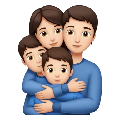 Brunette mom hugging 3 sons  sticker