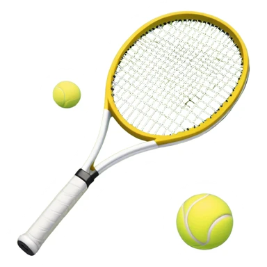 A tennis racket and ball on a grass or hardcourt surface, symbolizing the sport. The racket has a sleek design with tightly strung strings, while the bright tennis ball rests nearby, capturing the essence of precision, agility, and competition. sticker